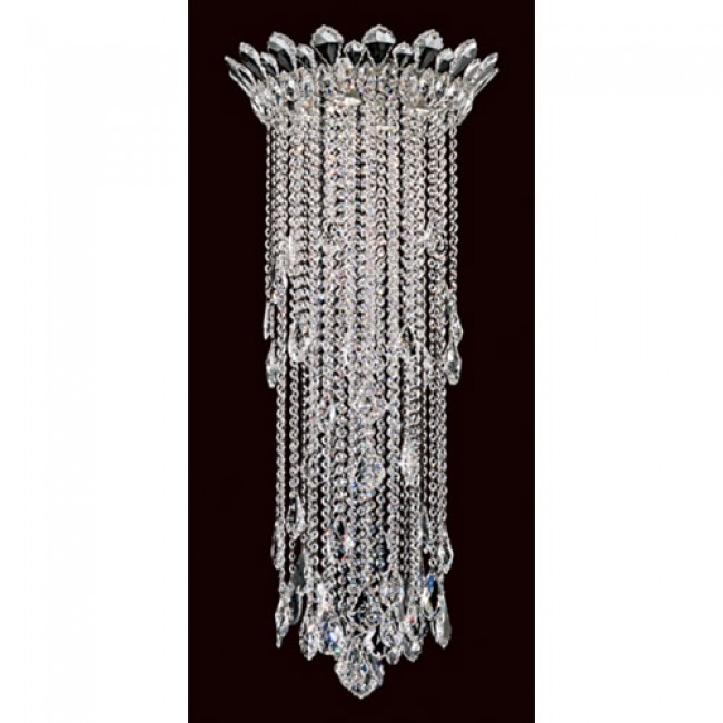 Schonbek Trilliane Strands Stainless Steel Four-Light Round Medium Flush Mount with Clear Heritage Crystal