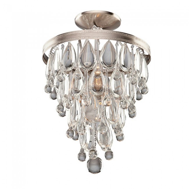 Silver Two-Light 11-Inch Wide Semi-Flush