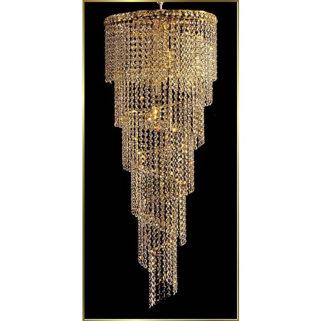 9 lights spiral crystal chandelier in gold plated finish