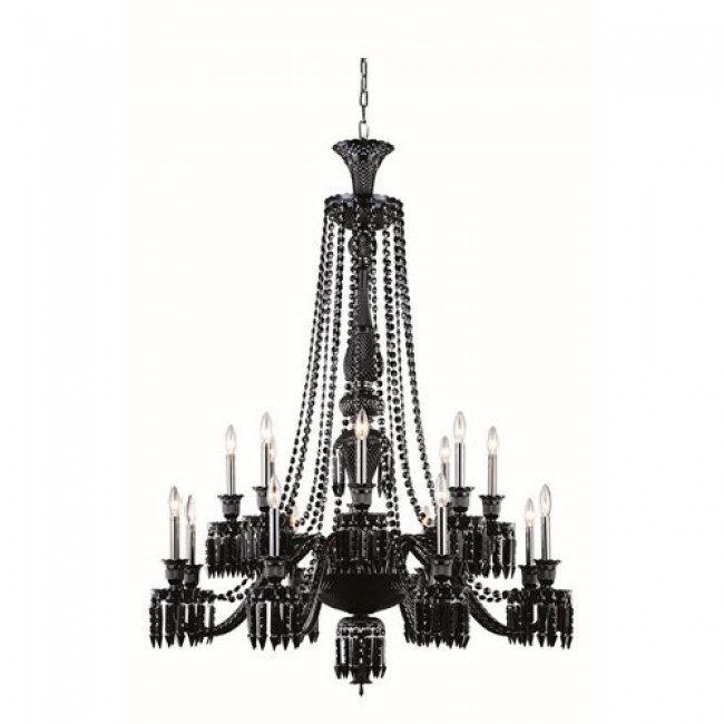 Majestic Elegant Cut Crystal Black 16 Light 55-in Chandelier