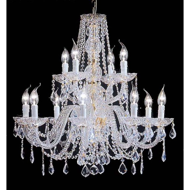 12 Lights Bohemian Crystal chandelier in polished chrome finish