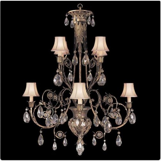  Eight-Light Chandelier in Cool Moonlit Patina Finish