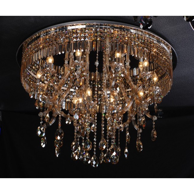 15 light traditional crystal flush mount in cognac color