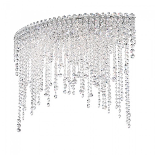 Schonbek Chantant Stainless Steel Six-Light Eye Medium Flush Mount with Clear Heritage Crystal