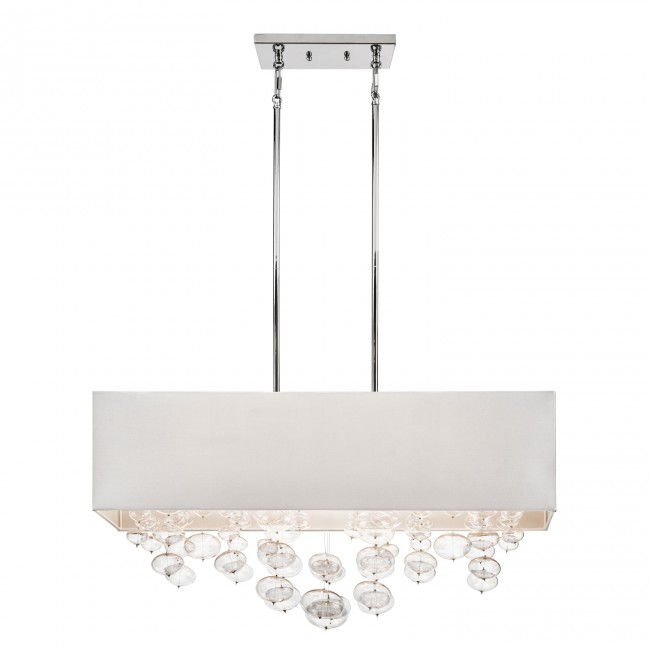 Chrome Six-Light Chandelier Rectangular Pendant