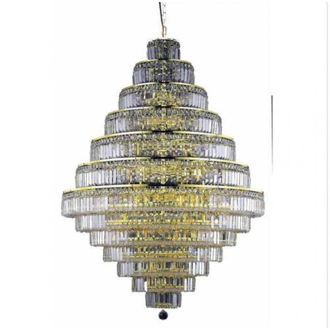 Gold Thirty-Eight Light 42-Inch Thirteen-Tier Chandelier with Royal Cut Clear Crystal