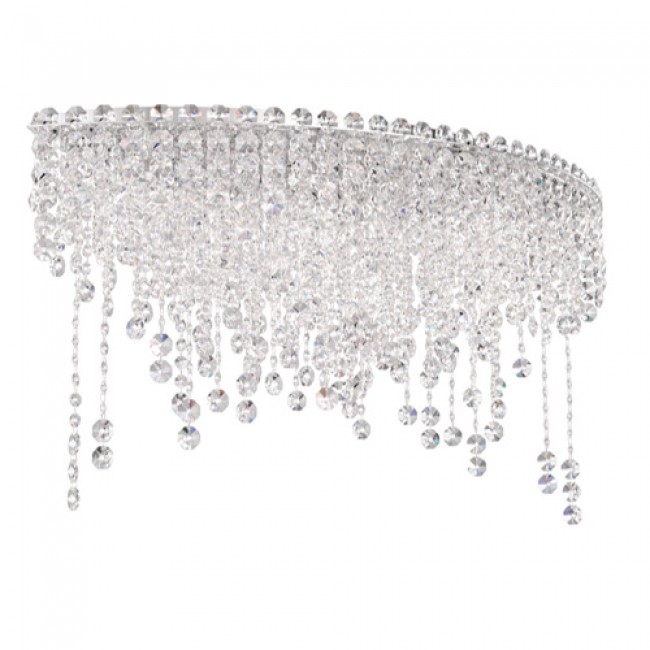 Schonbek Chantant Stainless Steel Six-Light Eye Short Flush Mount with Clear Heritage Crystal
