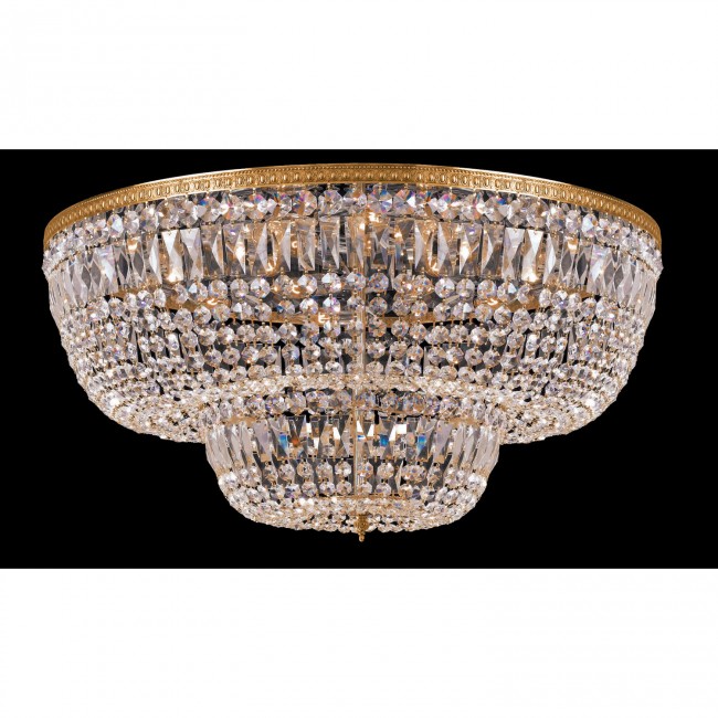 Group Cortland Olde Brass Twenty-Four-Light Crystal Flush Mount