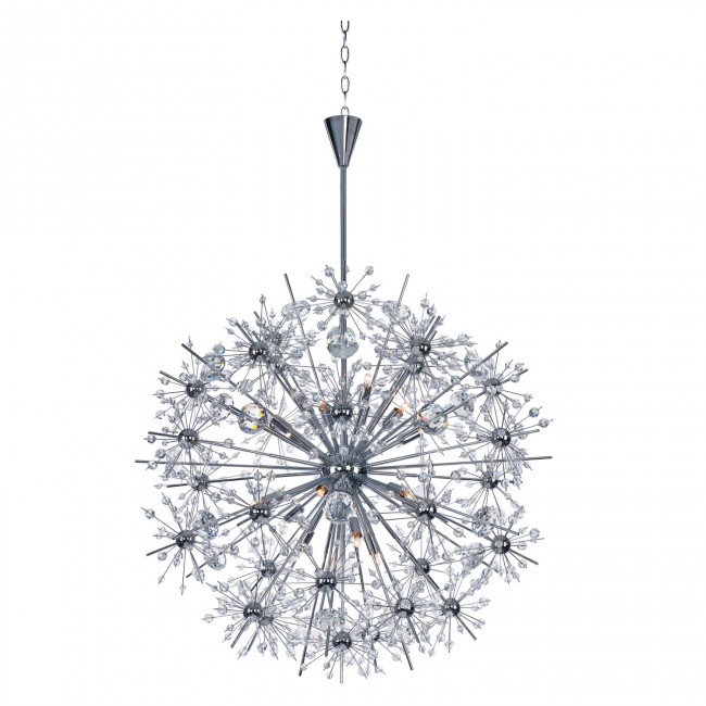 Polished Chrome 18-Light Single-Tier Chandelier