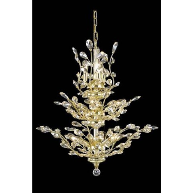 Gold 13-Light Chandelier with Golden Shadow Royal Cut Crystal