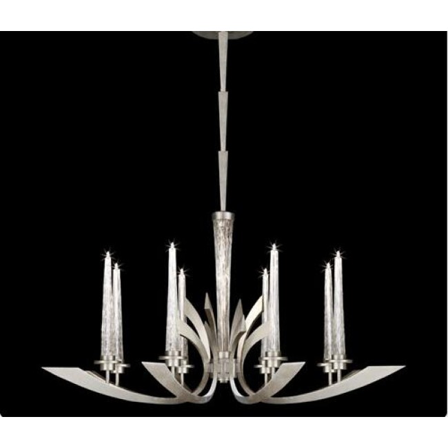 Silver Eight-Light Chandelier in Silver Leaf Finish