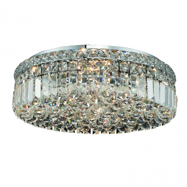 Maxim Chrome Six-Light 20-Inch Flush Mount with Royal Cut Clear Crystal