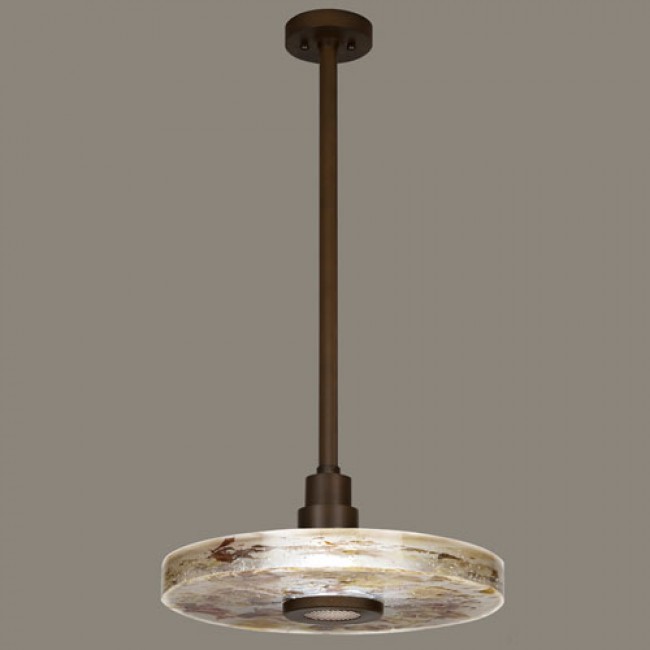 Crystal Bakehouse One-Light Pendant in Bronze Finish with Handcrafted, Polished Block of Carnelian and Citrine Crystal Shards