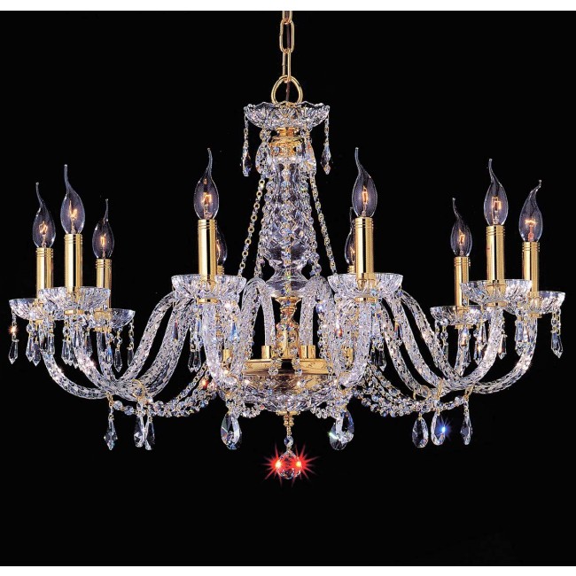 10 Lights Bohemian Crystal chandelier in gold plated finish