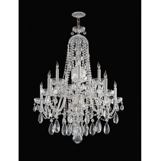  Polished Chrome Five-Light Swarovski Elements Crystal Chandelier