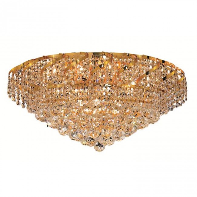 Belenus Gold Eighteen-Light 26-Inch Flush Mount with Royal Cut Clear Crystal