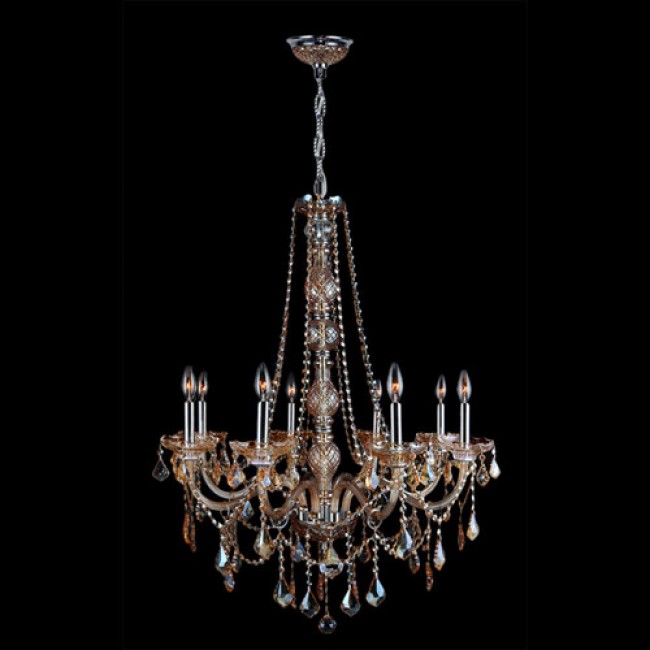 Polished Chrome Eight-Light Chandelier