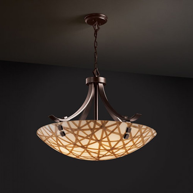 Group 3Form Dark Bronze LED Bowl Pendant with Flat Bars and Finial