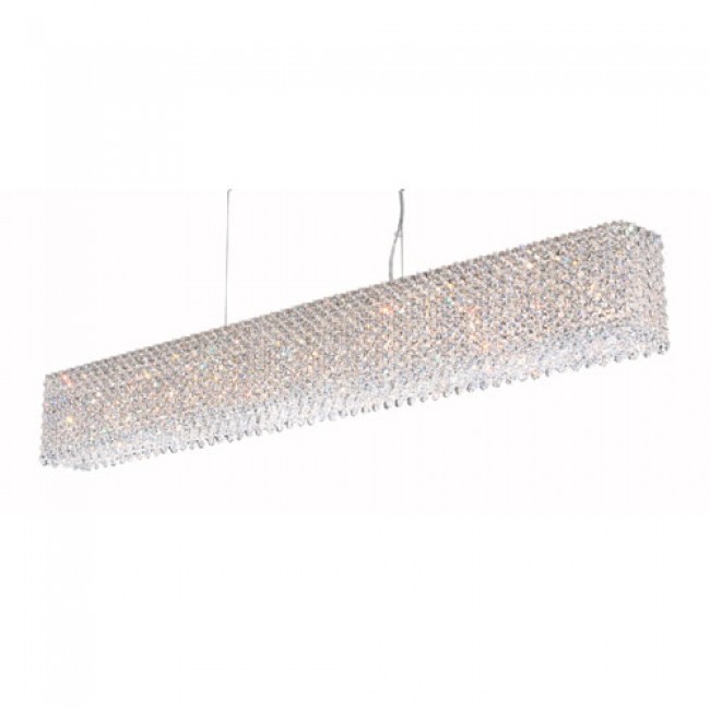 Stainless Steel 15-Light Crystal Swarovski Elements Pendant Light, 48.5W x 6.5H x 48.5D
