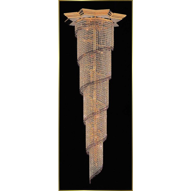 Entryway/ foyer spiral crystal chandelier in gold plated finish