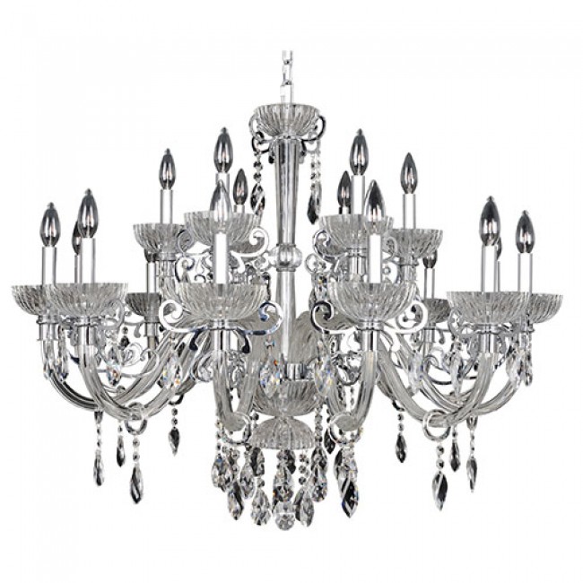  La Valle Chrome 18-Light 38-Inch Wide Chandelier with Firenze Clear Crystal