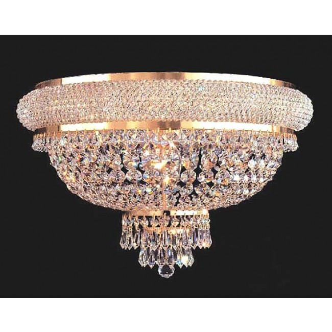 6 light flush mount crystal ceiling light in gold finish