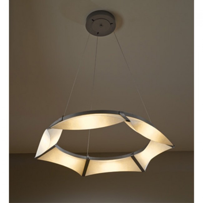 Burnished Steel LED Pendant with Spun Frost Shade