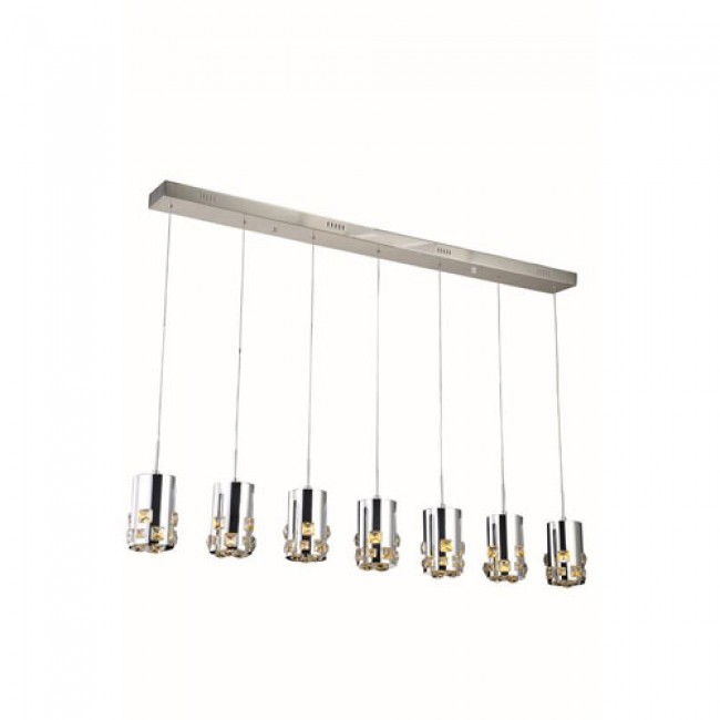 Broadway Royal Cut Crystal Chrome LED Seven Light 54.5-in Pendant
