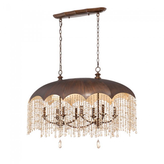 Ombrello Oil Rubbed Bronze / Cognac Eight Light Pendant with Cognac Crystal Shade