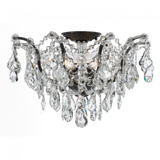 Bronze Five-Light Semi-Flush Mount Fixture