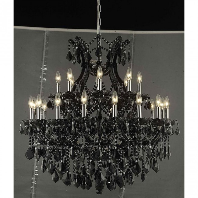  Black 25-Light Chandelier with Jet Black Royal Cut Crystal