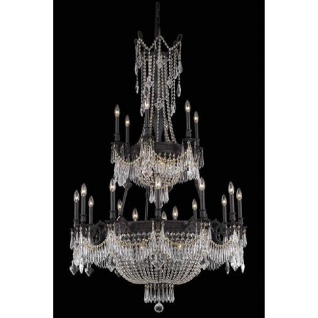 Bronze 27-Light Chandelier with Royal Cut Crystal