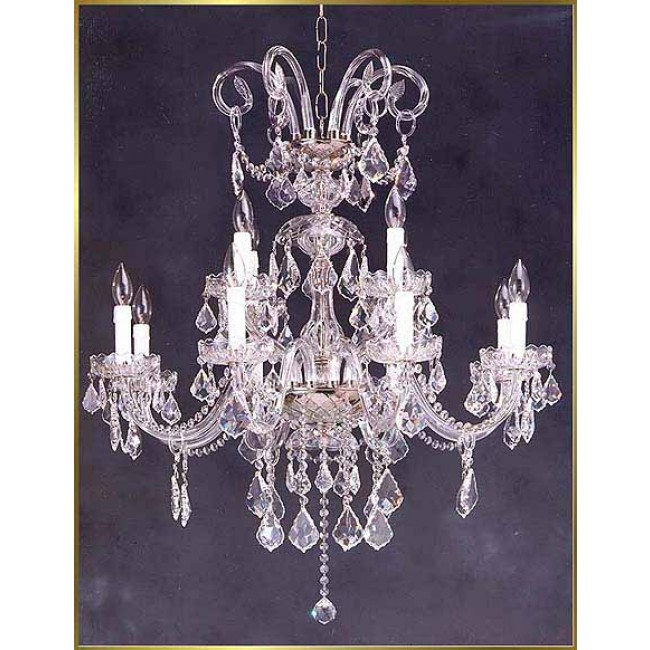 12 Lights Bohemian Crystal chandelier in polished chrome finish