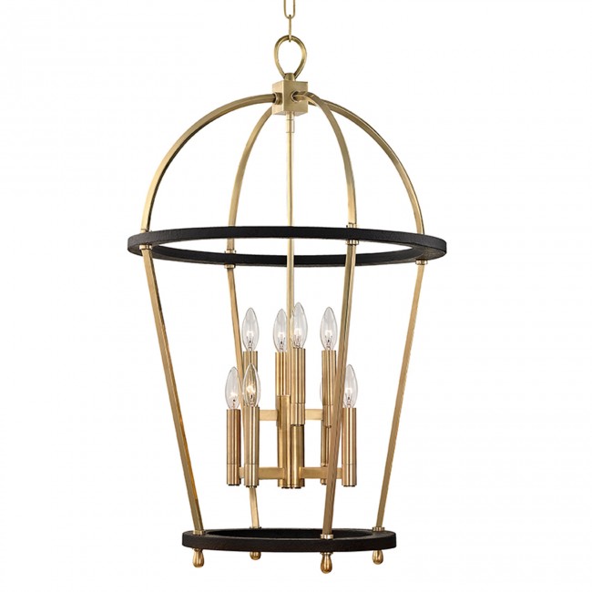 Aged Brass Eight-Light Pendant