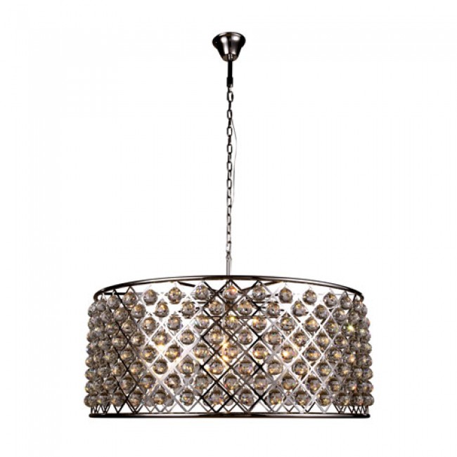 Madison Polished Nickel 10-Light Pendant with Faceted Clear Crystals