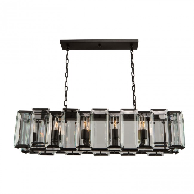 Palisades Matte Black Ten-Light Island Fixture