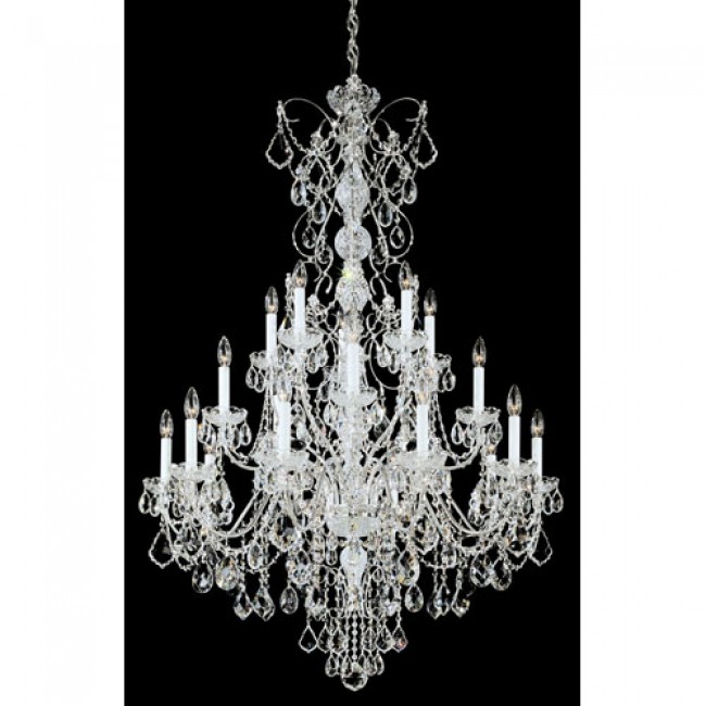 Century Silver 20-Light Clear Heritage Handcut Crystal Chandelier, 37W x 54.5H x 37D