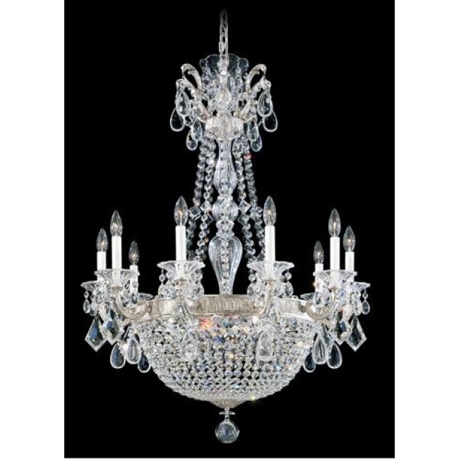 Silver 15-Light Clear Heritage Handcut Crystal Chandelier, 30W x 40.5H x 30D