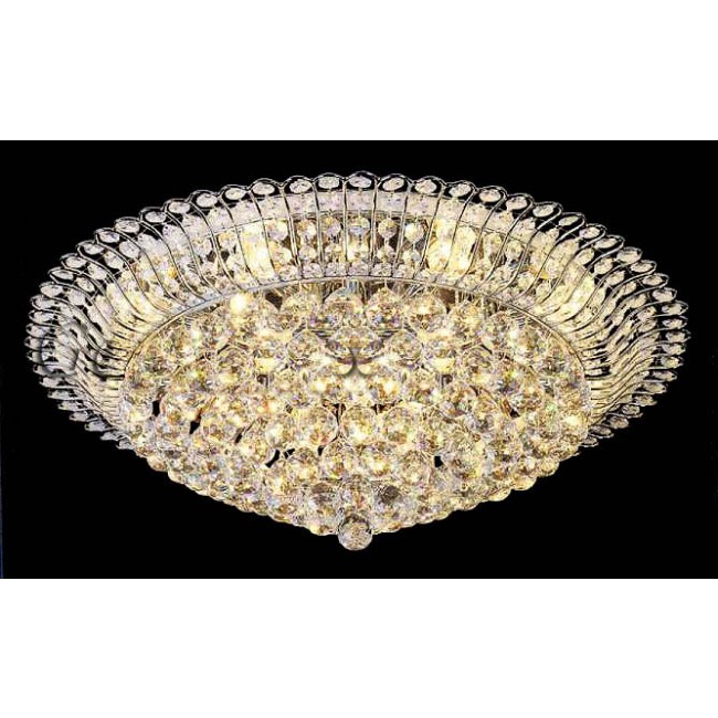 flush mount crystal ceiling light with 25% full lead crystals in chrome