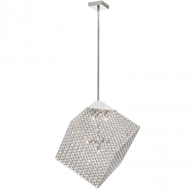 Polished Chrome Seven-Light Square Chandelier