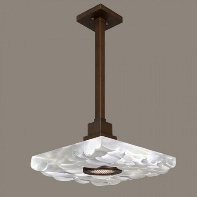 Crystal Bakehouse One-Light Pendant in Bronze Finish with Handcrafted, Polished Block of Crystal River Stones