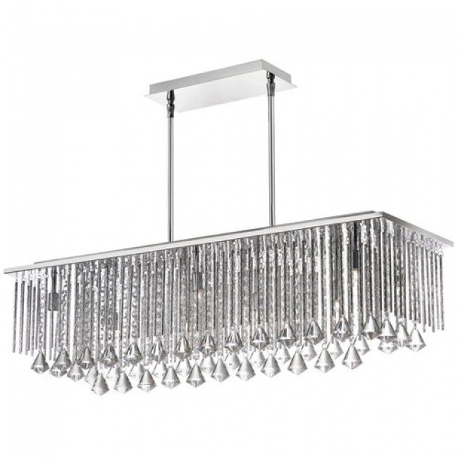 Ten-Light Polished Chrome and Clear Crystal Rectangular Pendant