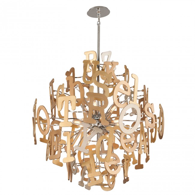 Stainless Steel and Multi-Leaf 40-Inch 16-Light Pendant