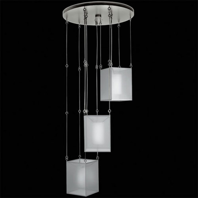 Three-Light Drop-Light in Silver Leafed Finish