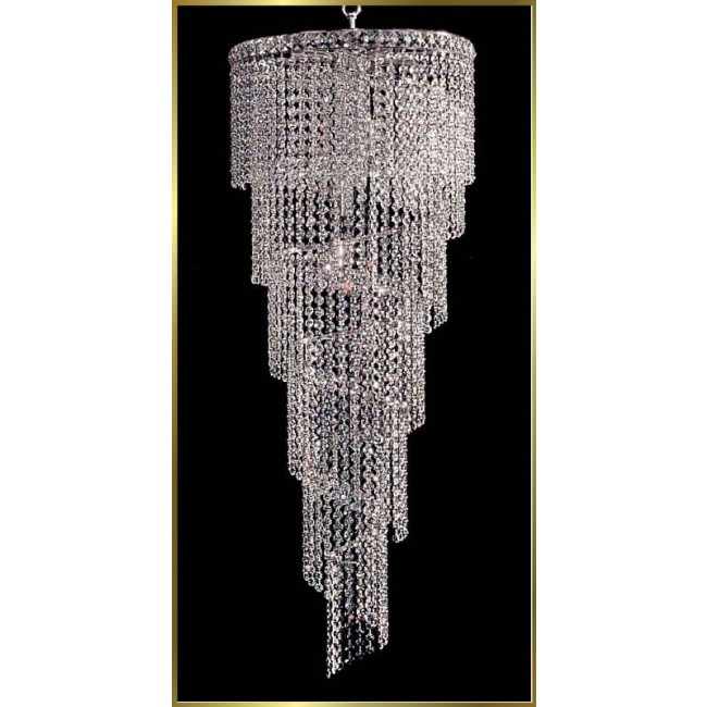 9 lights spiral crystal chandelier in polished chrome finish