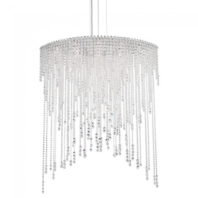 Stainless Steel Eight-Light Eye Long Pendant with Clear Heritage Crystal