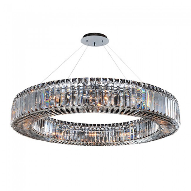 Chrome 12-Light Round Pendant with Firenze Clear Crystal