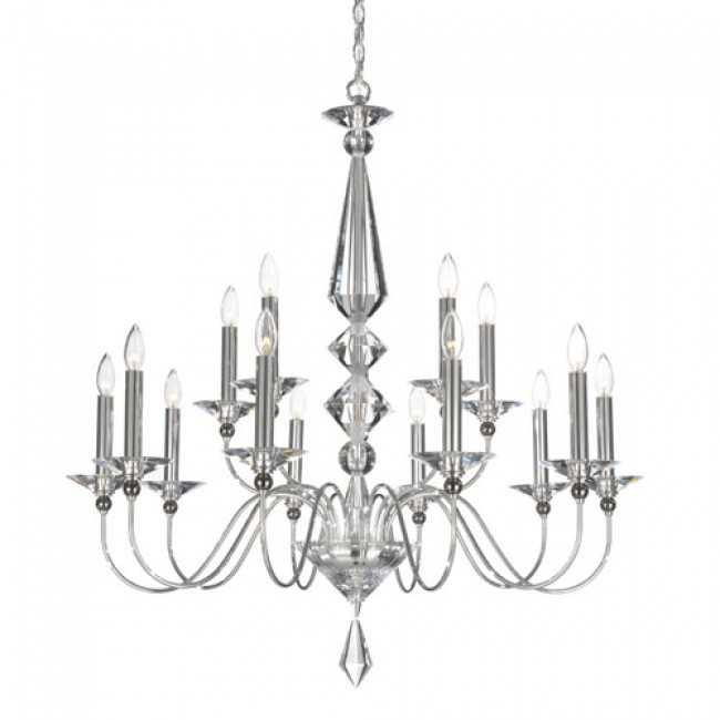 Jasmine Silver 15-Light Clear Optic Handcut Crystal Chandelier, 36W x 37.5H x 36D