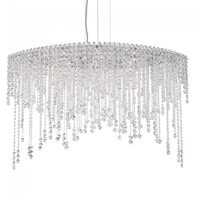 Stainless Steel Eight-Light Eye Medium Pendant with Clear Heritage Crystal