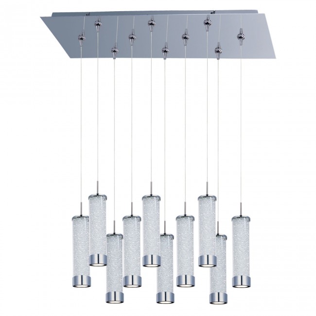 Polished Chrome Ten-Light LED 31-Inch RapidJack Pendant with Clear Crystal Glass